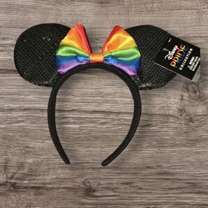 Disney NEW NWT Pride Minnie Mouse Ears Headband Rainbow Bow Sequins